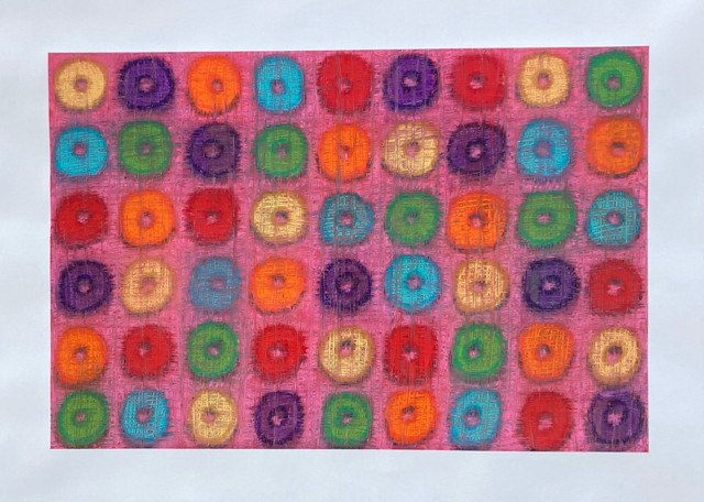 Froot Loops On Pink — rows of multicolored loops on a pink ground