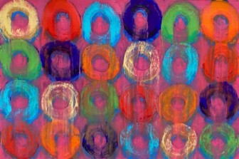 Untitled — colorful loops in loose rows
